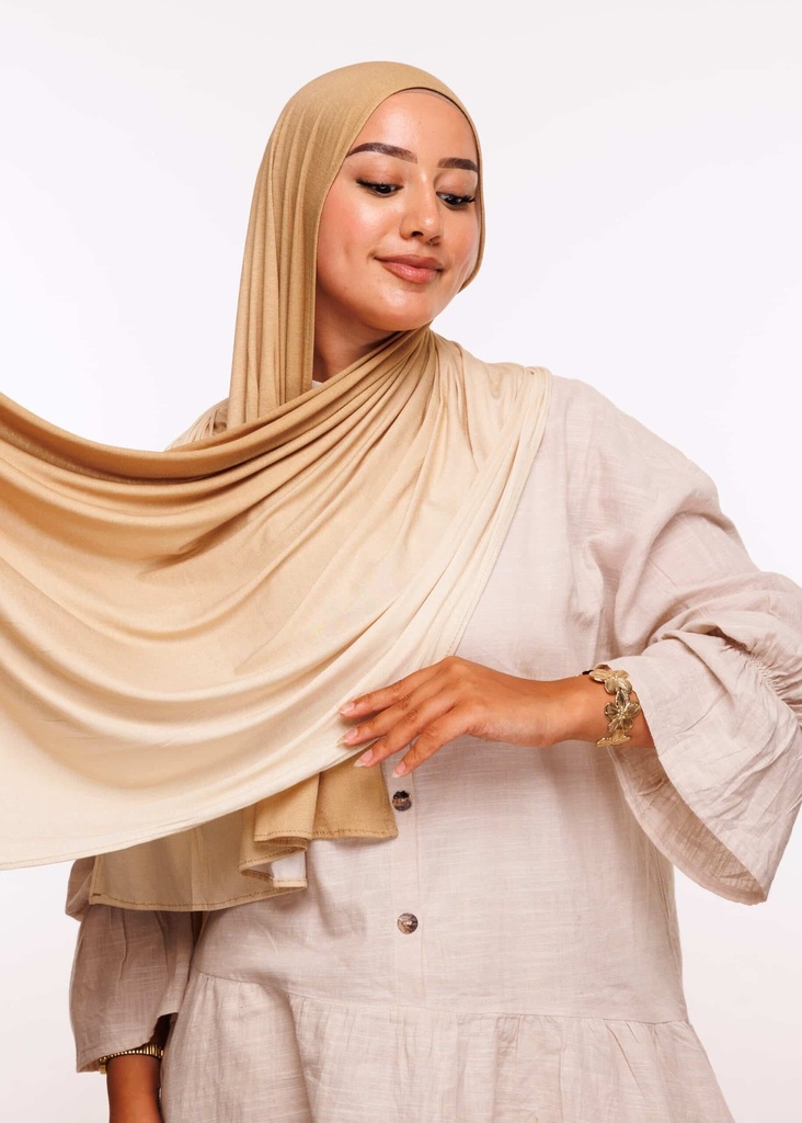 [PN-55768] Châle Lycra Dégradé - Beige Sablé