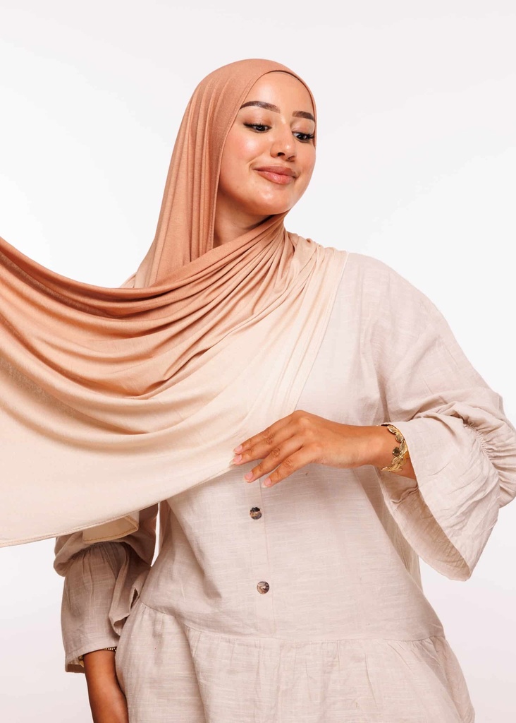 [PN-55777] Châle Lycra Dégradé - Beige Cuivré