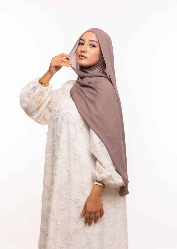 [PN-60037] Crepe Shawl with Integrated Bonnet Ninja - Dark Grey Beige