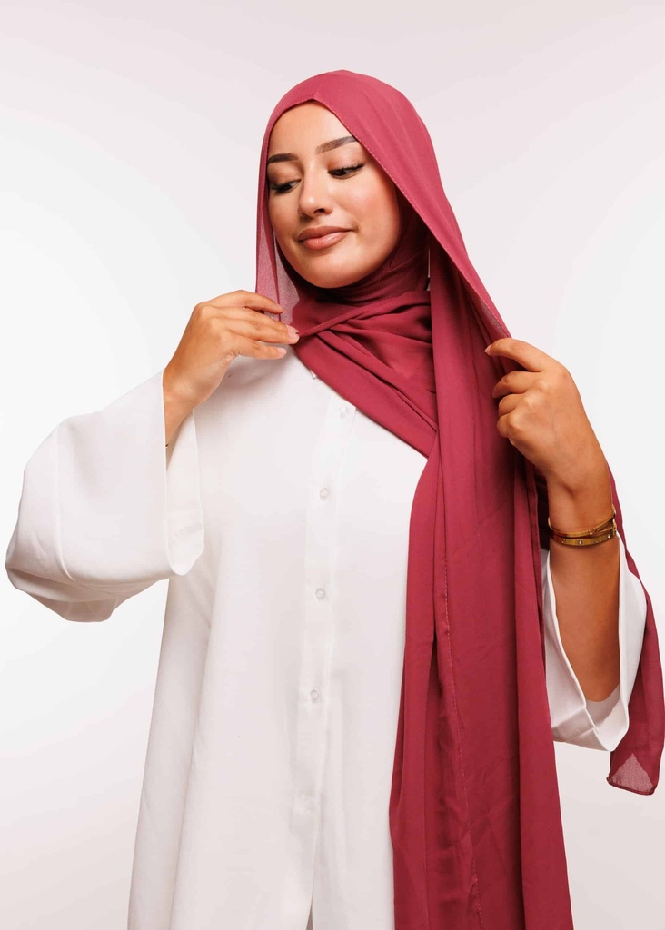 [PN-20505] Crepe Shawl with Integrated Bonnet Ninja - Burgundy