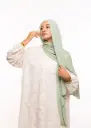Crepe Shawl with Bonnet Tied at the Back - Pastel Green