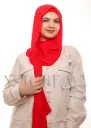 Crepe Shawl with Bonnet Tied at the Back - Red